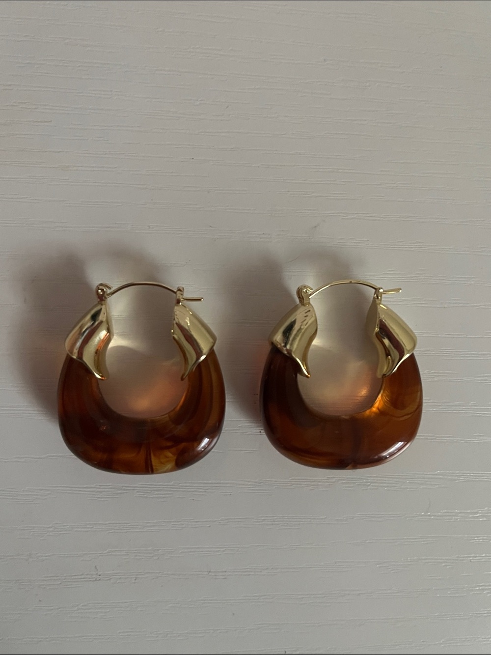 New Gold-Tone & Tortoiseshell Hoop Earrings